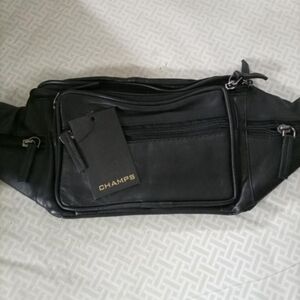 Champs Genuine Leather Black Waist Pack Bag